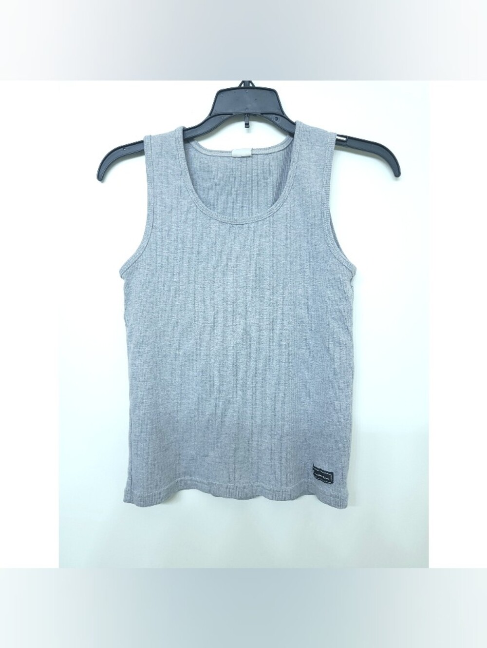 Vintage Women’s Champion Crop Ribbed Tank Top Gray Cotton 90s Y2K